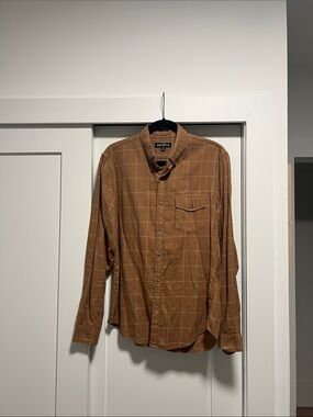 J Crew Men's Brown Windowpane Button-Down Shirt